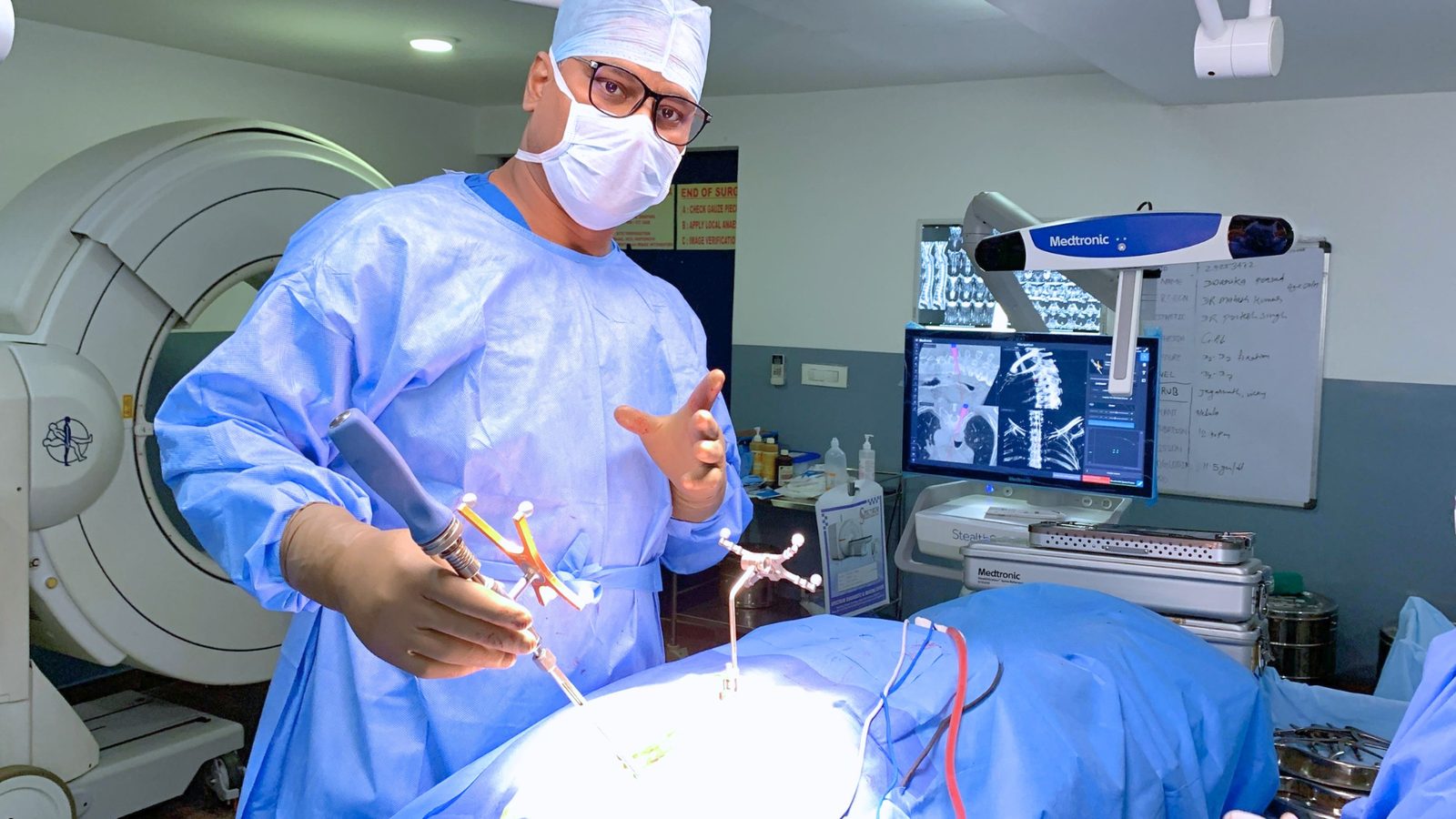 Dr. Mahesh Kumar in the operating theatre